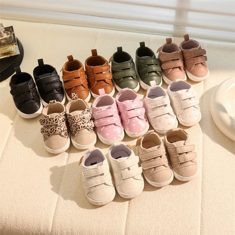 

Spring and Autumn 0-1 Year Old Baby Walking Shoes PU Male and Female Baby Shoes Leather Shoes Soft Soled Sports Shoes