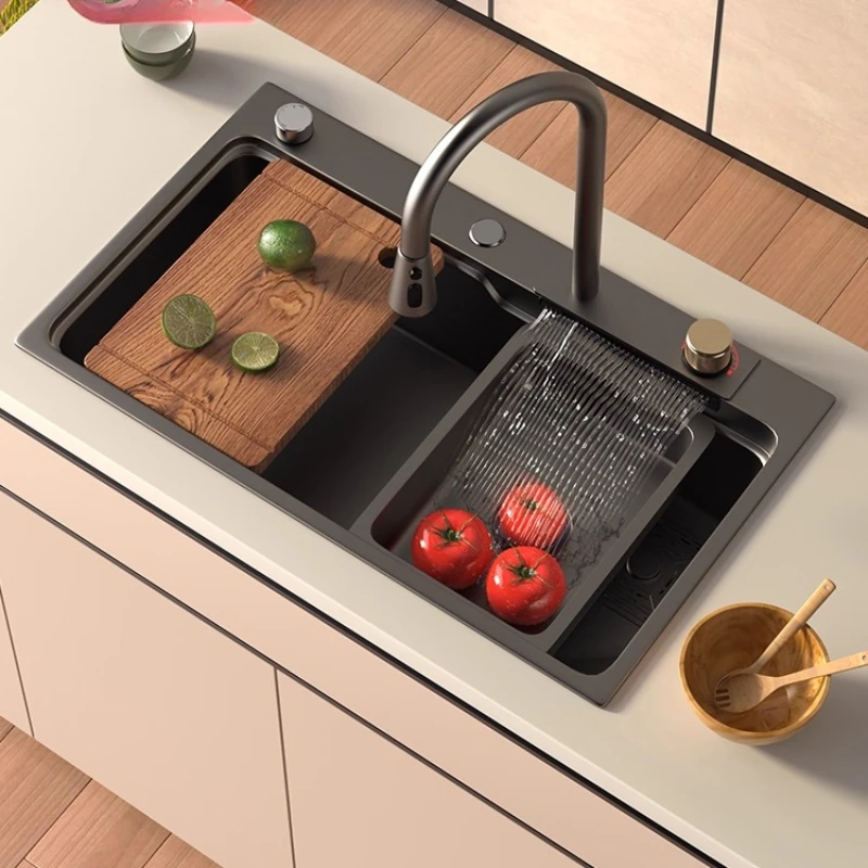

Stainless steel sink set Kitchen handmade large single tank Under the counter basin Vegetable washing basin