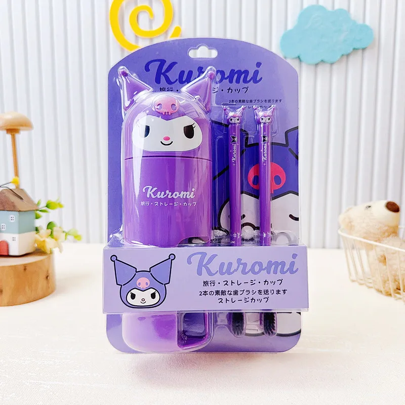 

for Kuromi My Melody Travel Kit Soft Bristle Toothbrush Portable Toothpaste Set Cute Bathroom Organizer For Girls Gift