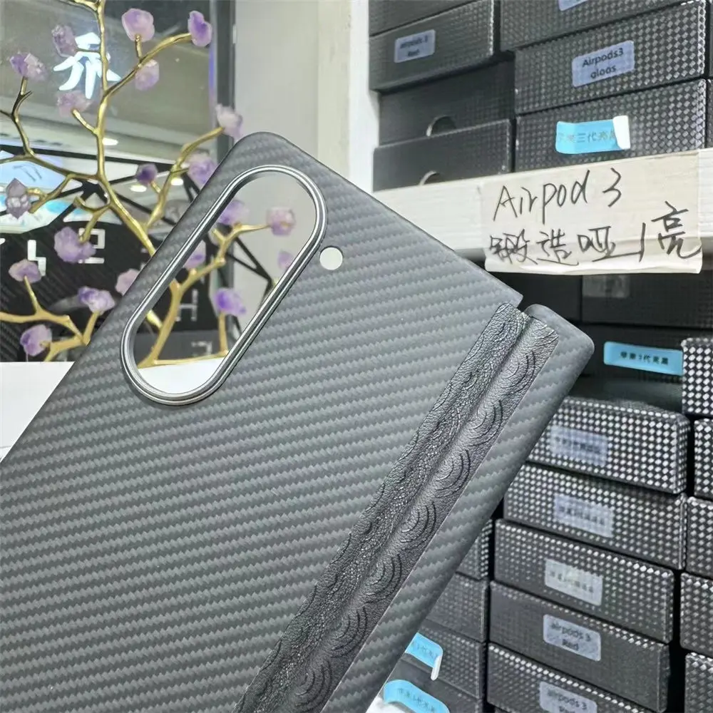 Caso genuíno de fibra de carbono para Samsung Galaxy Z, tampa traseira magnética, aramida real, fino, real, MagSafe, Fold 5