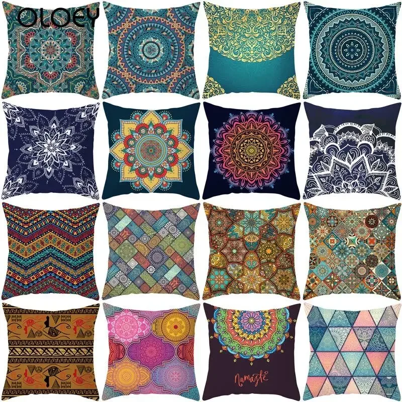 

Mandala Printing Cushion Cover India Mandala Polyester Decorative Pillowcase Home Accessories Sofa Pillow Case almohada