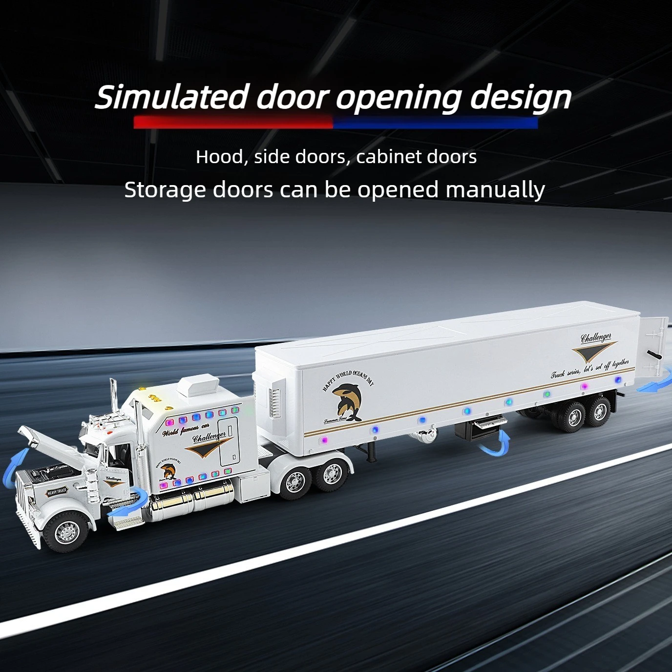 1:24 Peterbilt 389 US Alloy Container Truck Model, Fine Diecast Collectible, Great Gift for Friends & Car Fans