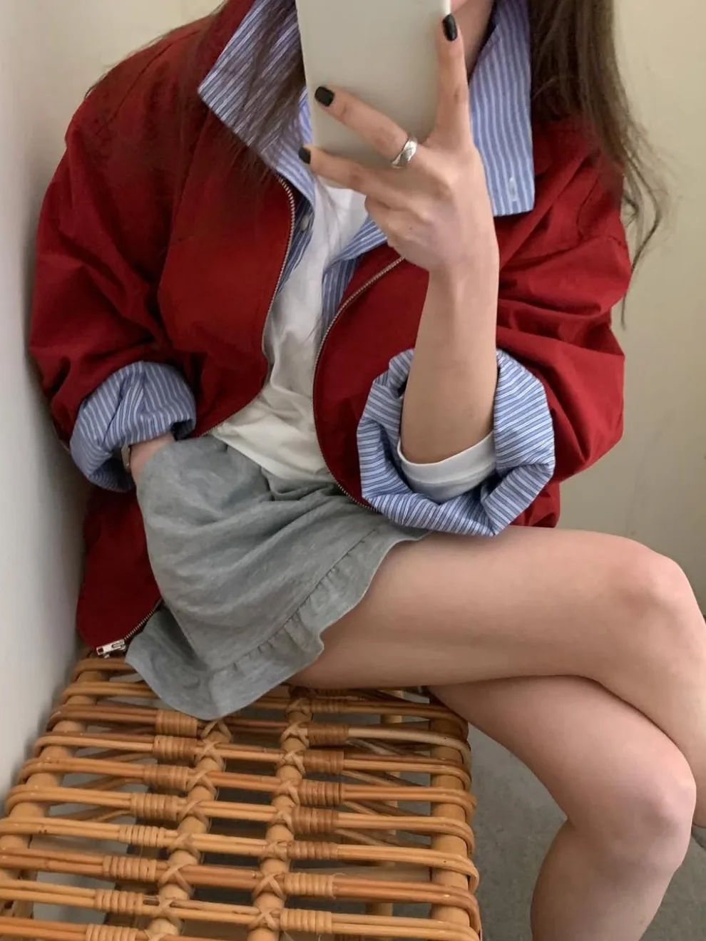 Retro a righe vestibilità ampia Jaet colletto finto in due pezzi da donna colore interno Blo autunno nuovo maglione capispalla Sle Chic