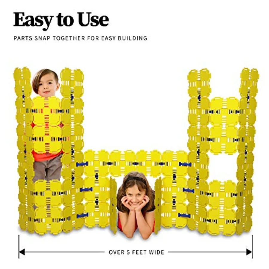 Kit de construction de Fort de luxe jaune, ensemble de jeu polyvalent d'intérieur et d'extérieur pour âges de 5 à 12 ans, jouet éducatif STEM pour château de construction