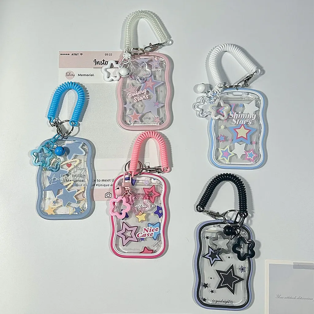 Bus Pass Card Holder Cute Photocard Holder Student Id Card Holder Sliding For Bag Charm Photo Card Collection