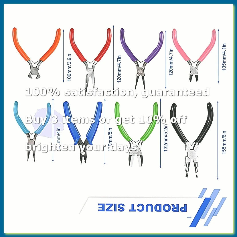 ●8 Pieces Jewelry Making Pliers Tool Kit, Needle Nose Pliers, Round Nose Pliers, Nylon Jaw Pliers for Jewelry DIY-ABFB