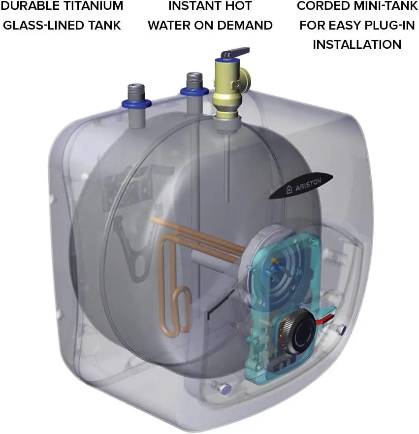 Andris-Mini-Tanque Aquecedor Elétrico de Água, Ponto de Uso com Fio, 4 Galões, 120 Volts