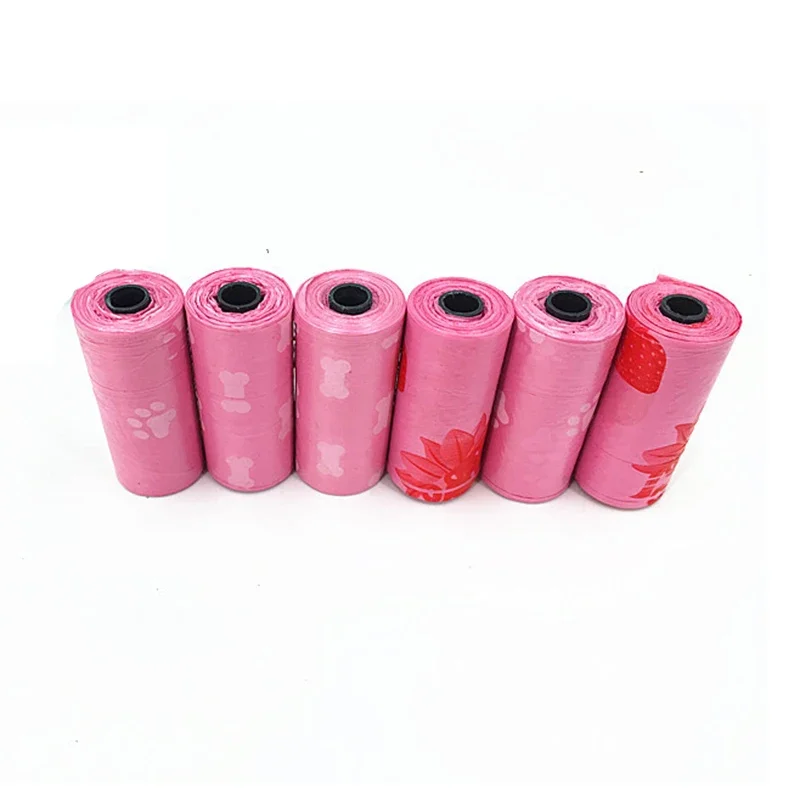 10 ROLL(150PCS) Dog Pet Degradable Waste Poop Bag pelle chien Pick Up Bag With Pattern Doggy Bag Ramdon Color