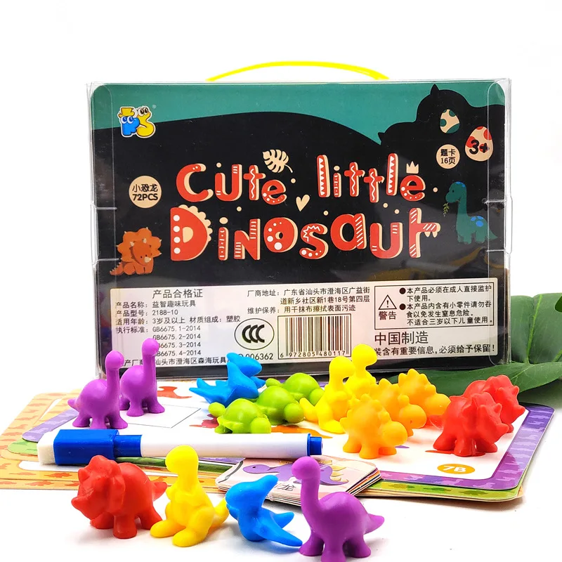 Montessori Math Spielzeug Regenbogen Zählen Dinosaurier W/Passenden/Sortierung Tassen Aktivität Karten für Kleinkind Farbe Form Kognitiven Spiel