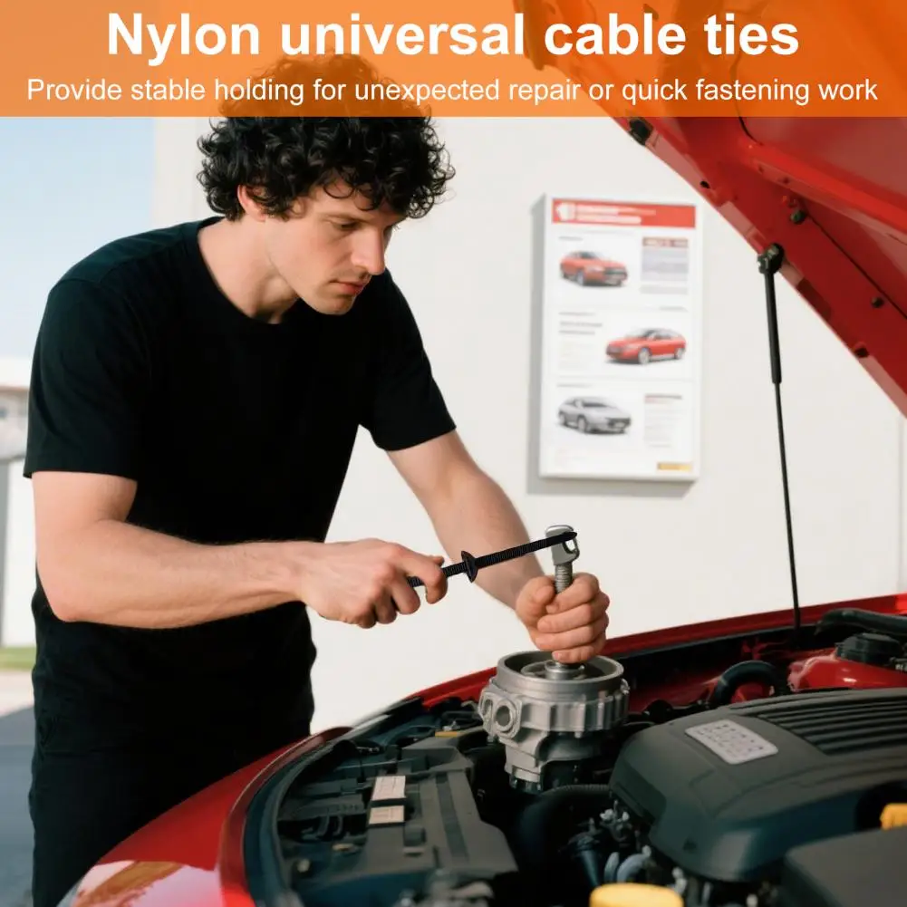 Cinghie per cavi in nylon ad alta resistenza Accessori per la protezione del rivestimento del bagagliaio Fibbie per fascette in nylon resistenti ai raggi UV per cavi di fissaggio