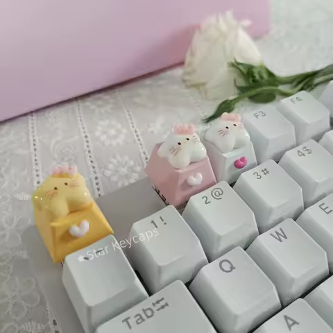 Keys for Mechanical Keyboard Keycaps Pink Star with Heart Keycap Accessories PBT Axis Cherry MX Custom Diy Key Cap