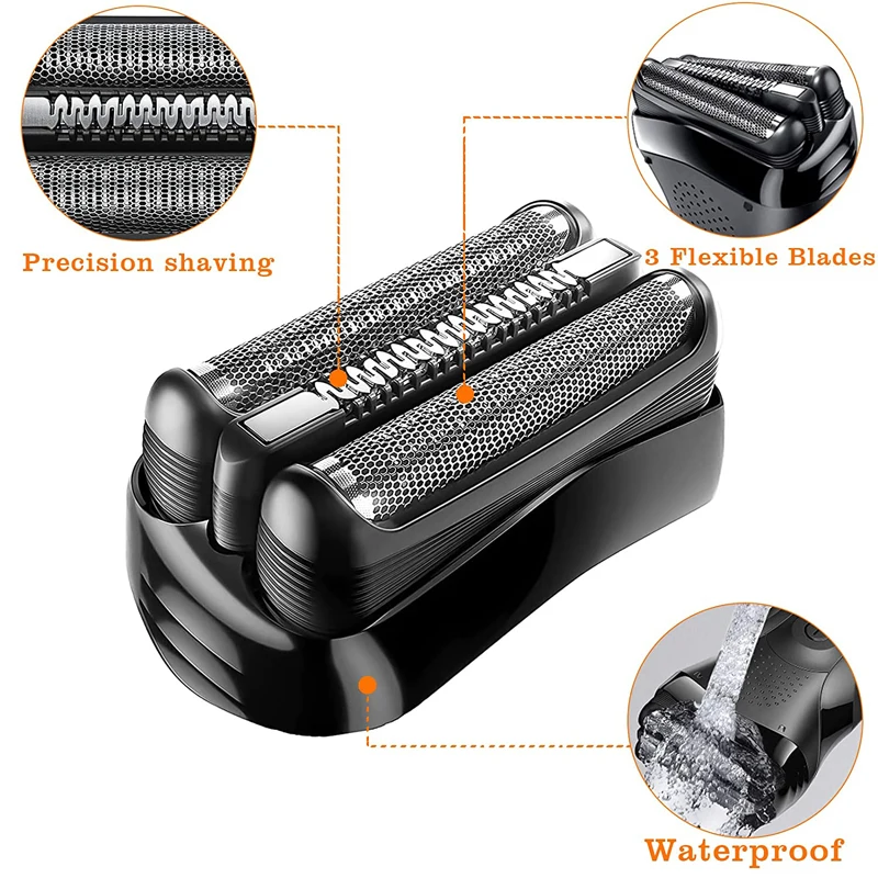32B Replacement Head Foil & Cutter Compatible with Braun Series 3 shavers 32B 3000s, 3010s, 3040s, 3050cc, 3070cc, 3080s
