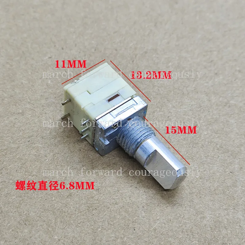10pcs A10K walkie-talkie volume adjustment potentiometer,with switch on pin 5. A103 walkie-talkie accessory. Handle height 15MM.