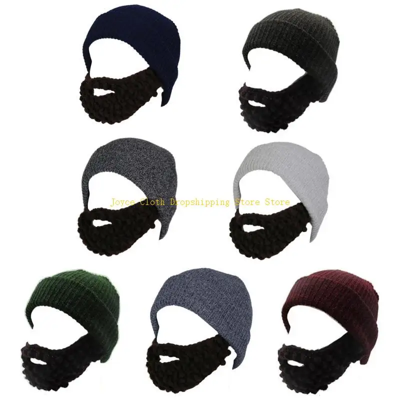 

Adult Winter Beard Hat Knit Balaclava Mask Full Face Cover Hat Performances Wear 10CD