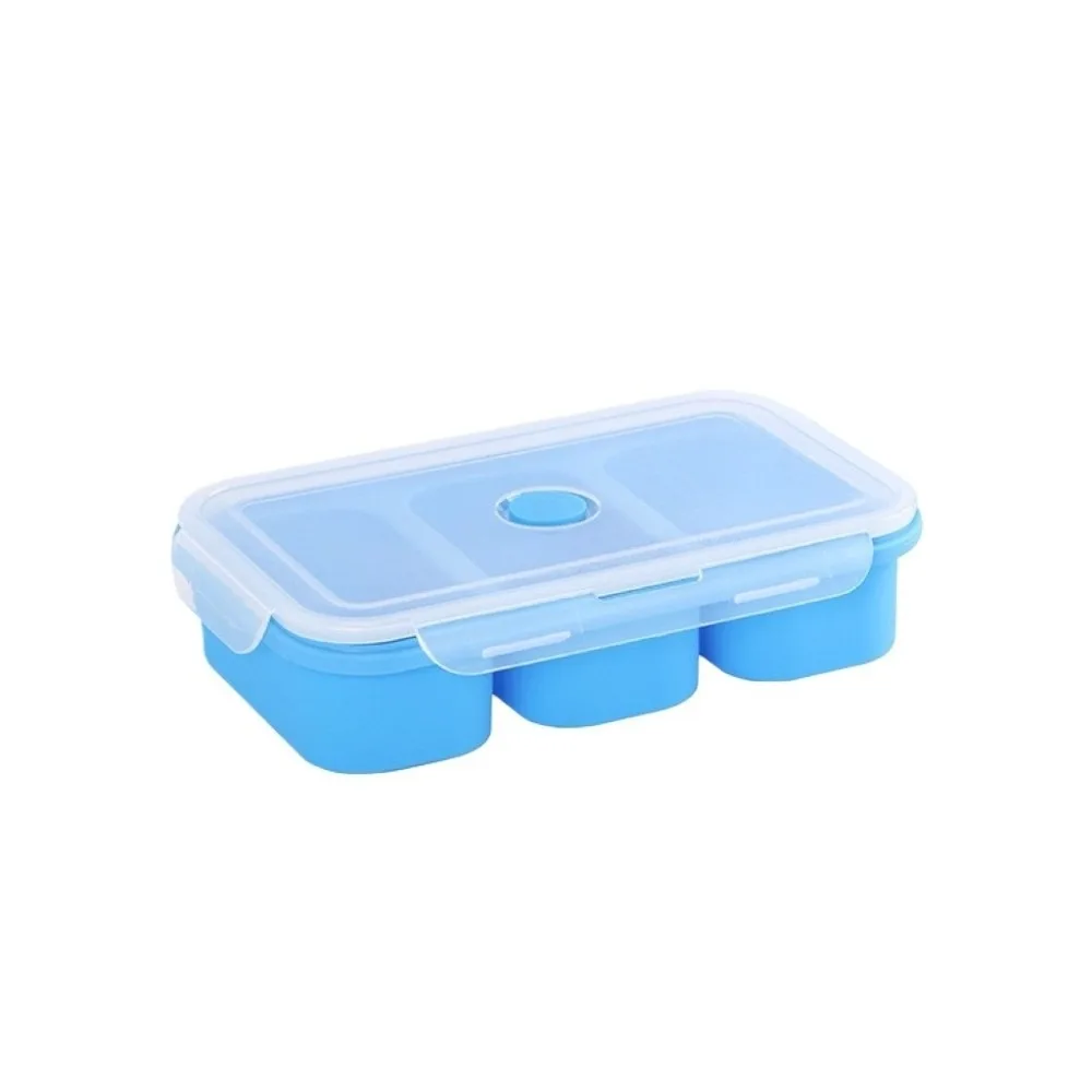 

750ml Freezer Soup Tray Silicone 3-Grid Soup Ice Cube Molds with Lid Double-sided Scale Food Meal Molds Soup Storage