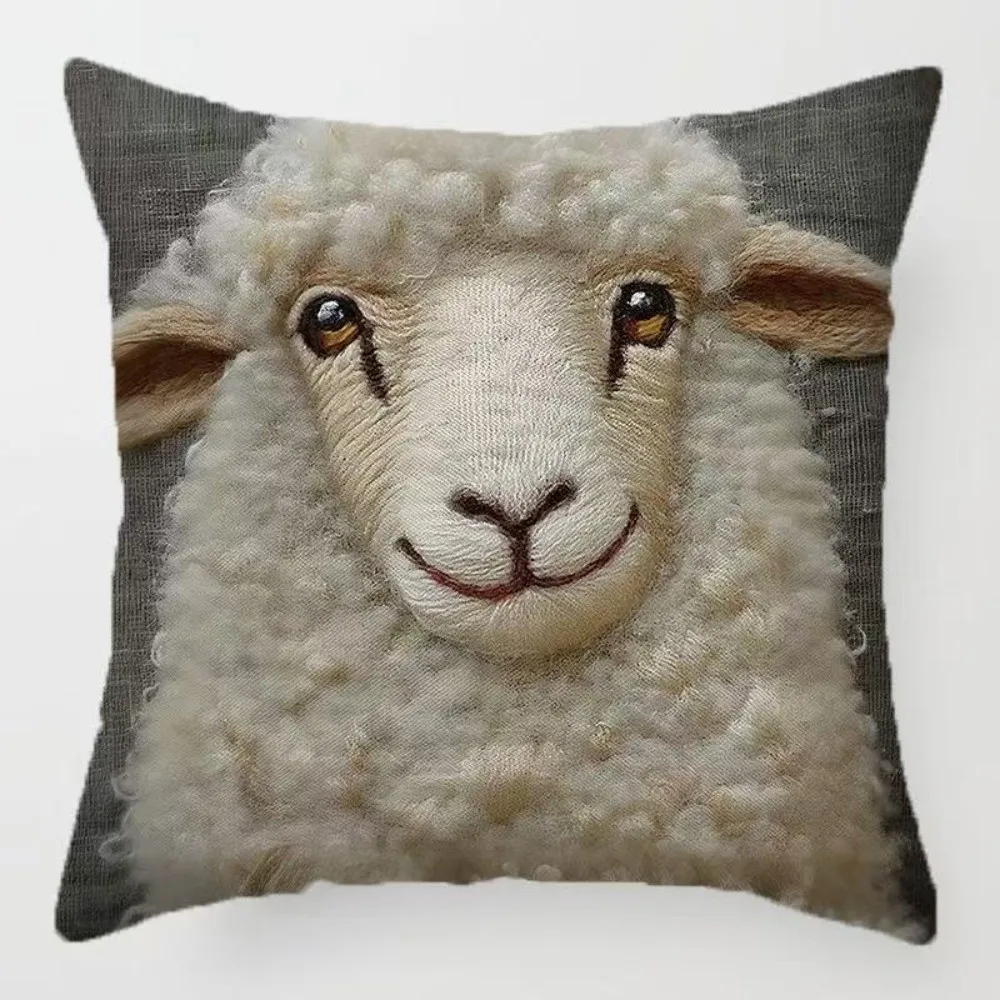 Funda de almohada de 45cm con estampado de elefante, funda de cojín Vintage con flores, pájaros, ovejas, estilo bohemio, funda de almohada decorativa con acento para dormitorio