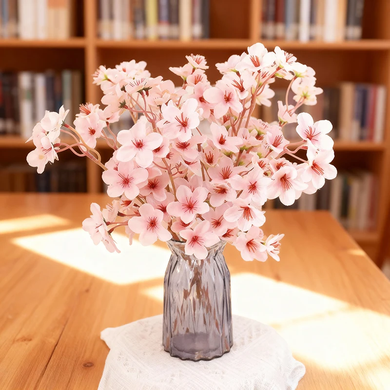  1/3 قطعة زهر الكرز الزهور الاصطناعية الحرير الوردي زهر البرقوق ورد صناعي النباتات غرفة الزفاف في الهواء الطلق ساحة حديقة الديكور #3