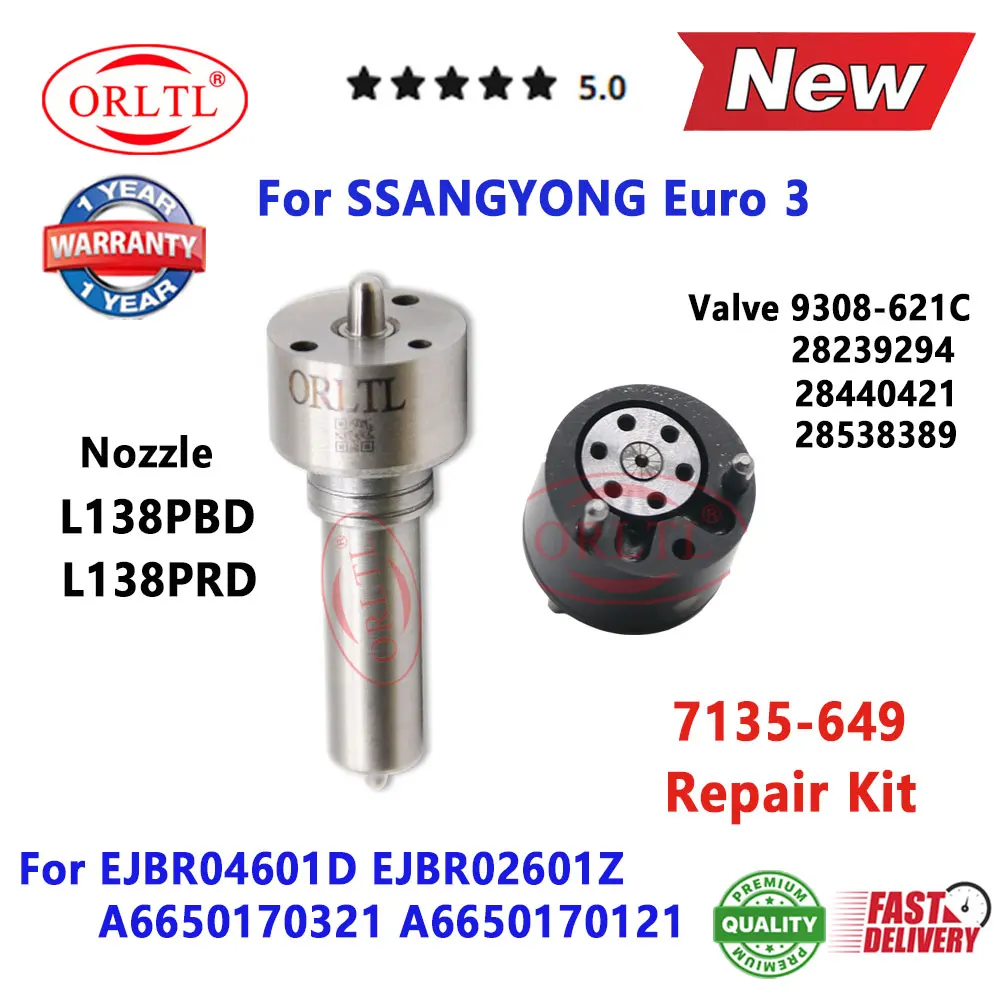 EJBR04601D EJBR02601Z Diesel Repair Kits 6650170321 7135-649 Nozzle L138PBD Valve 9038-621C for SsangYong Rexton 2.7 XDI Euro 3