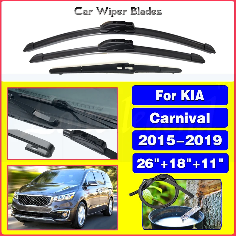 

Wiper Front Rear Wiper Blades Set For KIA Carnival 2015 2016 2017 2018 2019 Windshield Windscreen Window Rain Brushes 26"18"11"