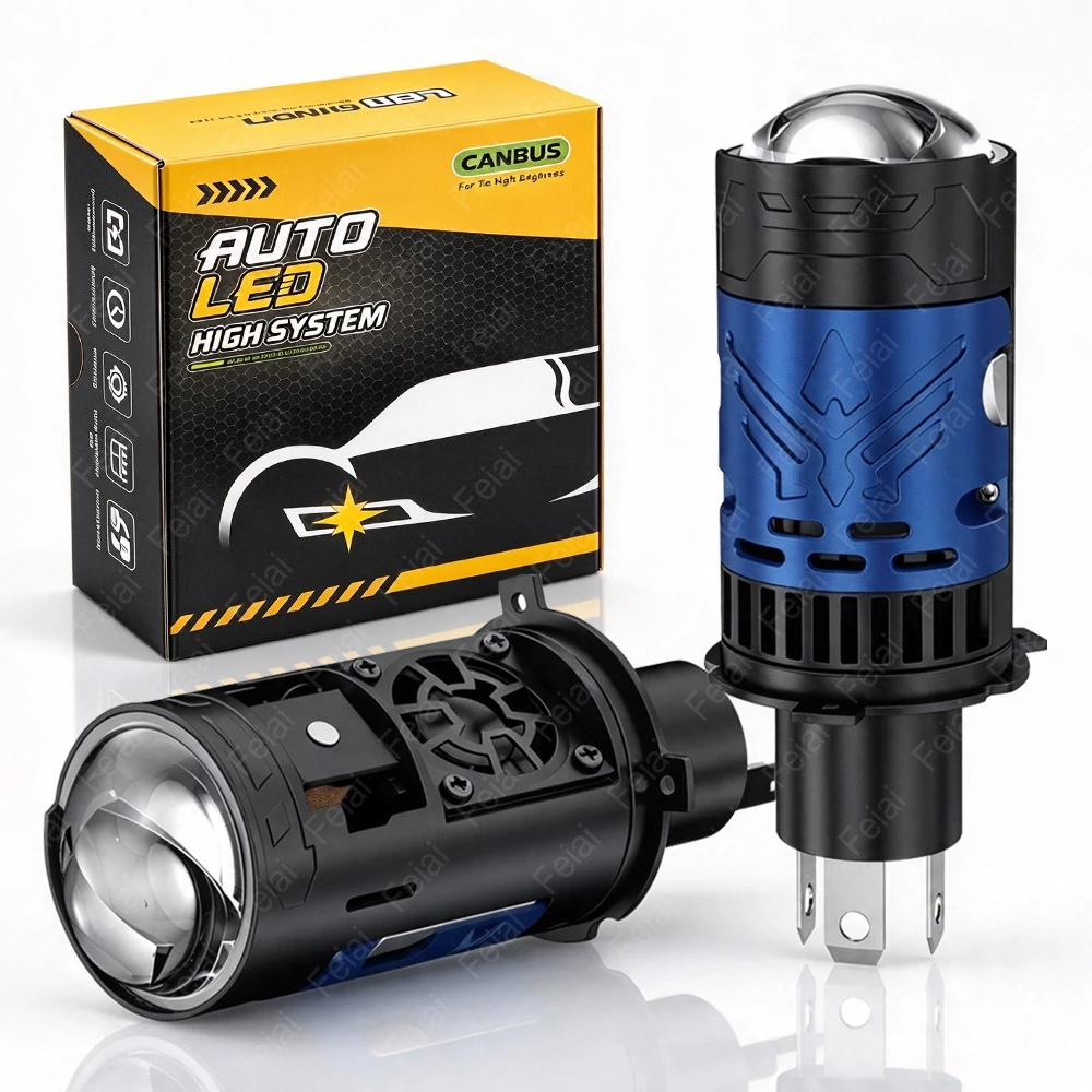 H4 LED Headlight Bulb Projector Lens CANBUS Bi-LED With Solenoid Shutter 5000W 6500K 9003/HB2 H4 For Cars/Motorcycles Hi/Lo Beam