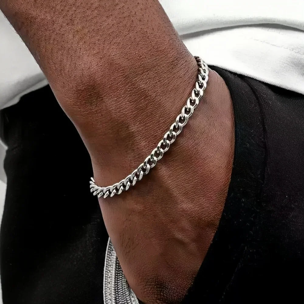 Hip-Hop Edelstahl Kubakette Armband für Männer Einfacher Titanstahl-Schmuck Trendige Accessoires Geschenke – Detail 2