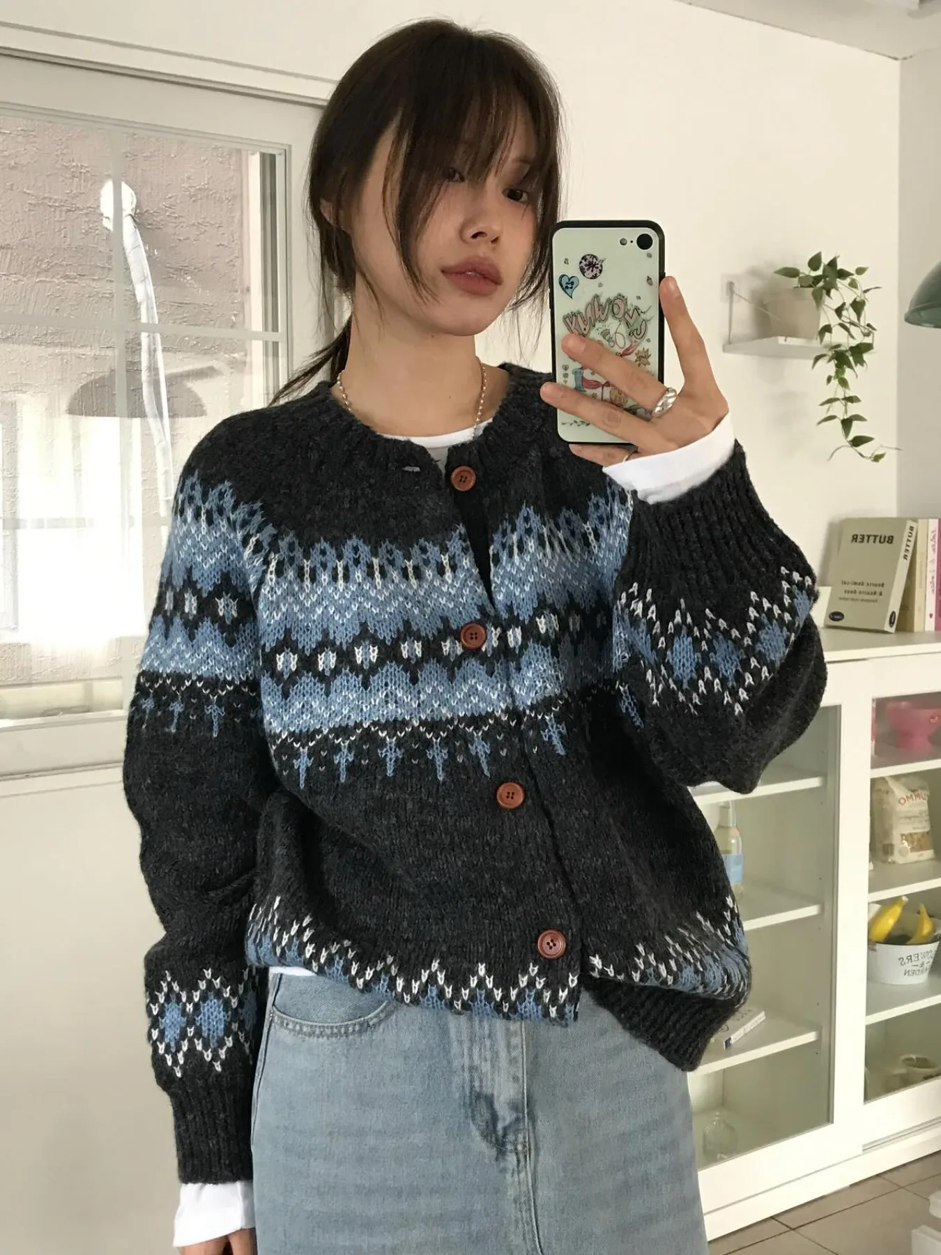 Suéter de Punto para Mujer con Diseño Retro Único de Bloques de Color, Suave y Acogedor, Estilo Nuevo de Invierno, Cárdigan d...