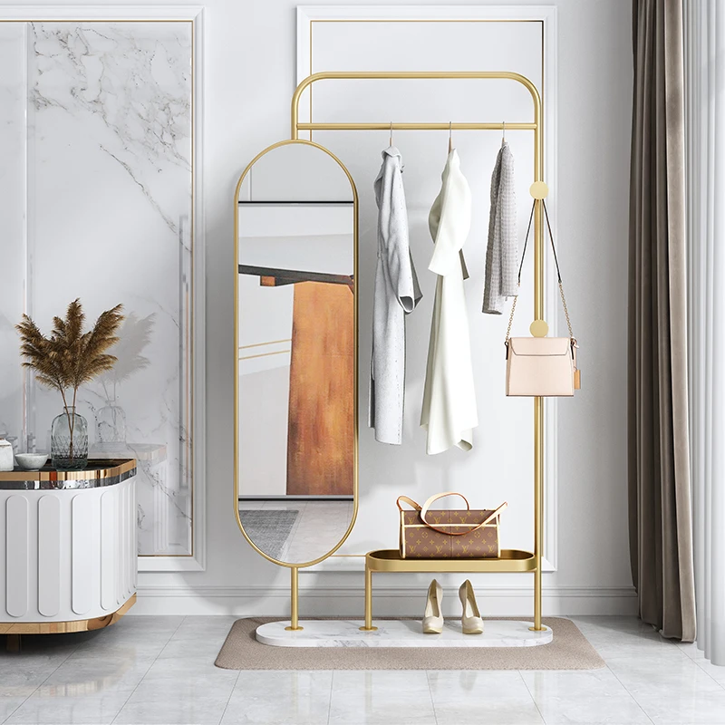 

Light luxury ins rotating floor-to-ceiling full-body mirror coat rack integrated simple household bedroom full-length mirror