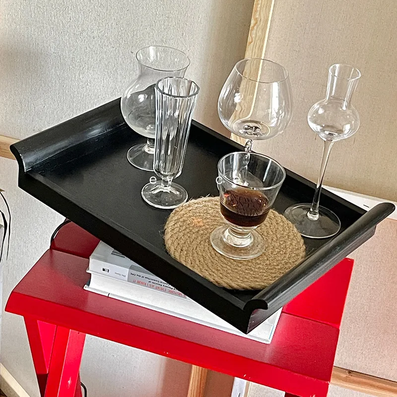 Tray Rectangle B & B Hotel Anti-scalding Storage Tray Wood Retro Solid Wood Cashier New Chinese Tray