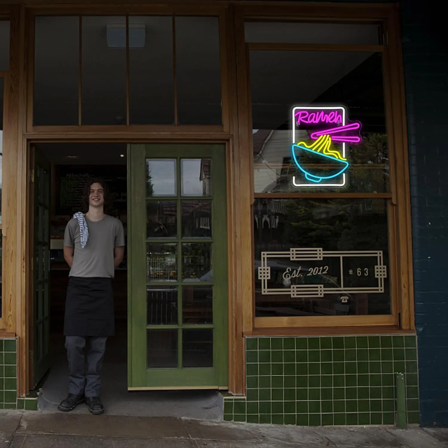 Ramen Neon Sign Noodle Neon Light Sign for Wall Decor with USB for Restaurant Ramen Shop Window Kitchen Noodle Shop Decorations