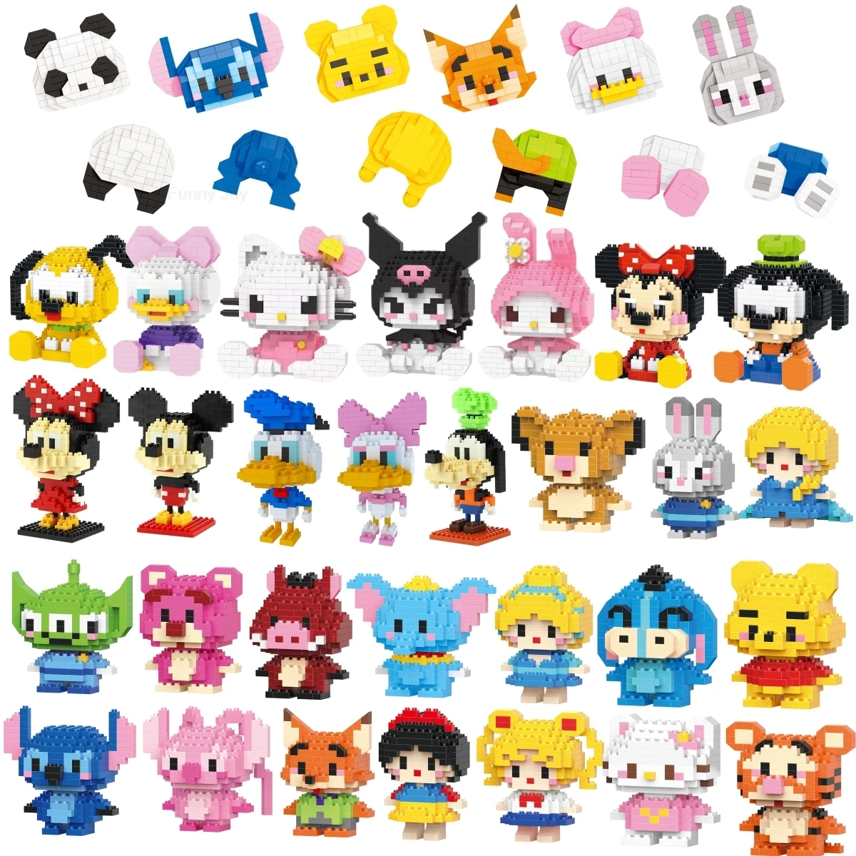 Cartoon Anime Hello Kitty Panda Kühlschrankmagnete Bausteine Kuromi My Melody Cinnamoroll Bauklötze Spielzeug Kinder Geburtstagsgeschenk