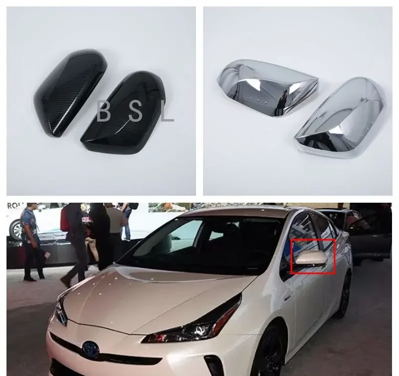 For Toyota Prius 50 series 2016 - 2022 ABS black Carbon Fiber Car Exterior Rearview Mirror Decoration Cover Trim Stickers