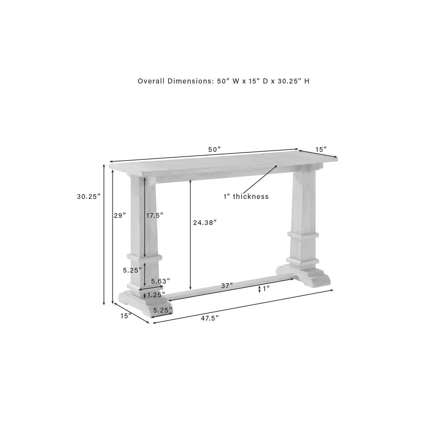 Rustic Console Table for Hall Entryway Living Room with Trestle Base 50