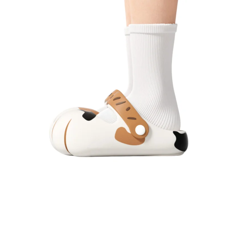2026 Women Cute Cartoon Orange Cat Paw Mary Jane Clogs High Arch Support Closed Toe Slides Fashion Good Outdoor Indoor Sandals