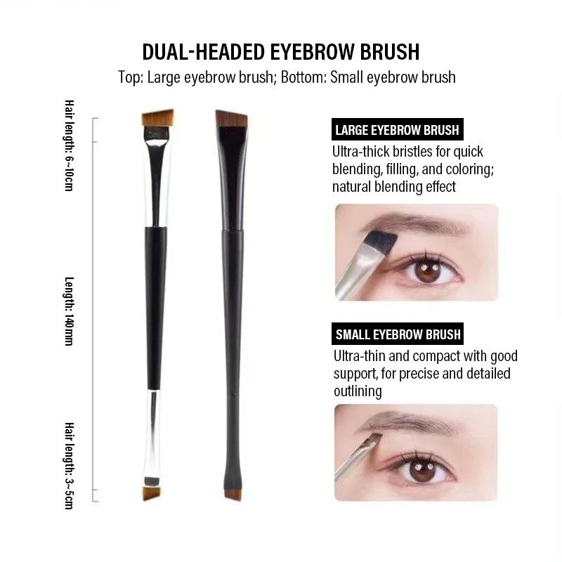Brosse à sourcils professionnelle, Eyeliner, lame plate coudée Ultra fine, pinceaux de maquillage pour Contour des sourcils, outils de maquillage à Double tête