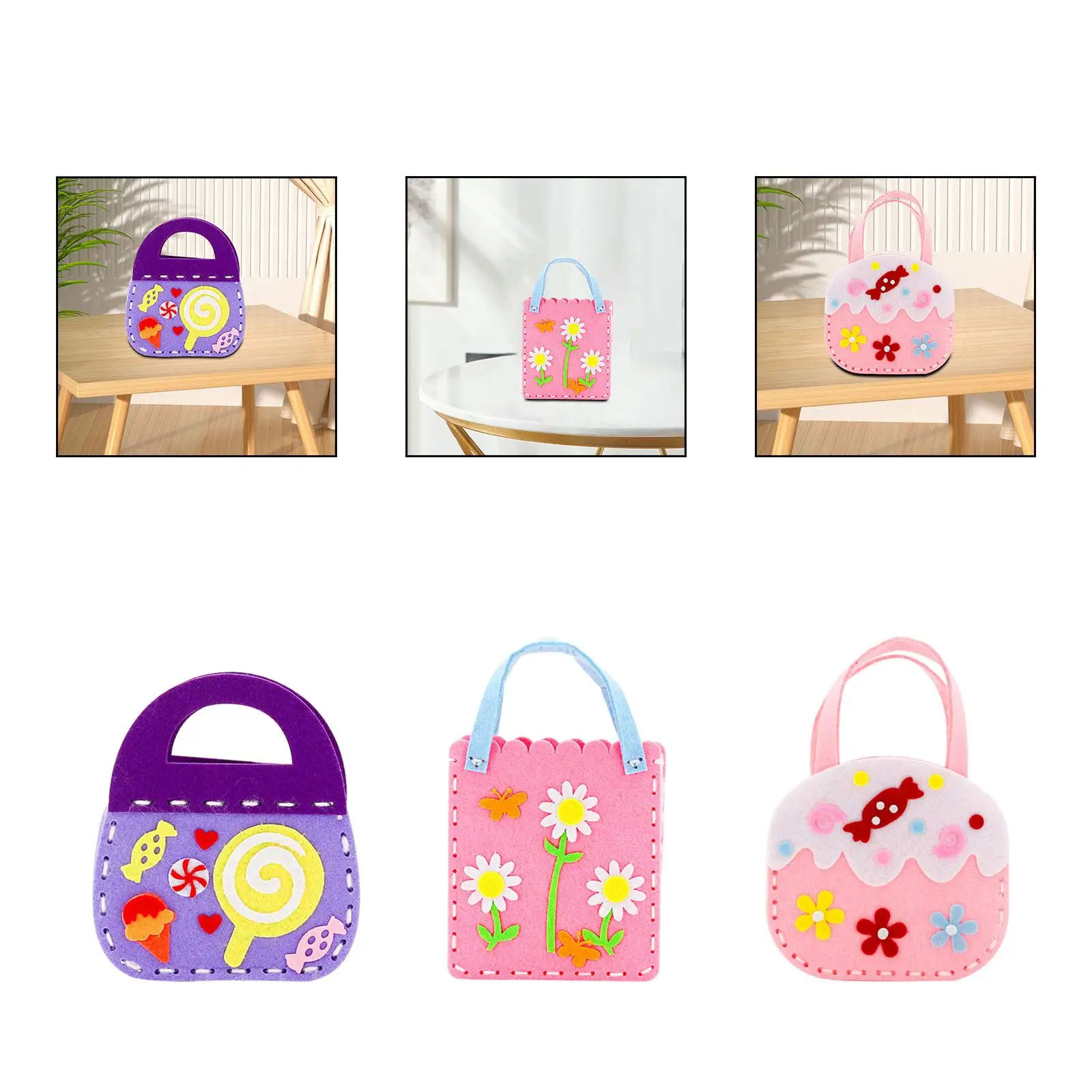 Kit de bolsa de costura no tejida para niños, bolsa de dibujos animados para manualidades, juguete de actividades, aprender a coser, juego de fabricación de bolsos de almacenamiento