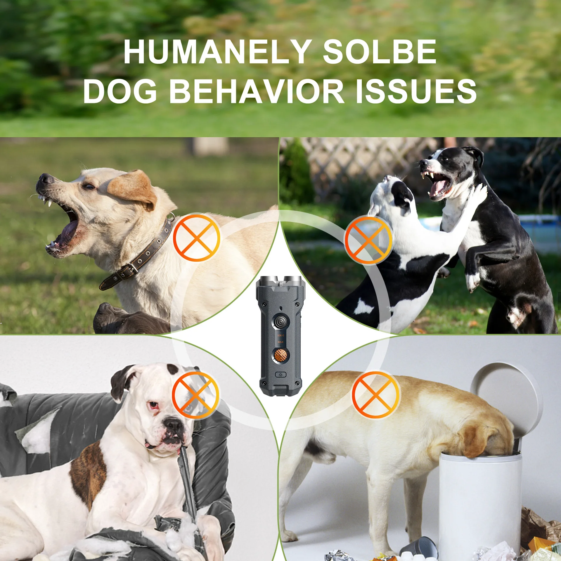 10M Deterrent Ultrasonic Dog Repeller Pet Training Anti Barking for Dogs with High Frequency Flash Long Standby Dog Accessories