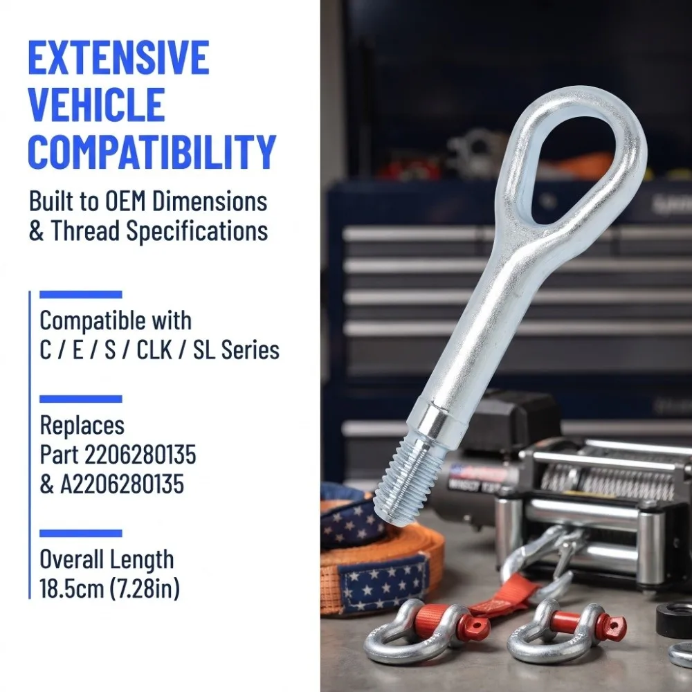 201 Stainless Steel Tow Hook 18.5cm Length Silver Towing Eye Hook OE a2206280135 Tow Hook Replacement for Mercedes Benz