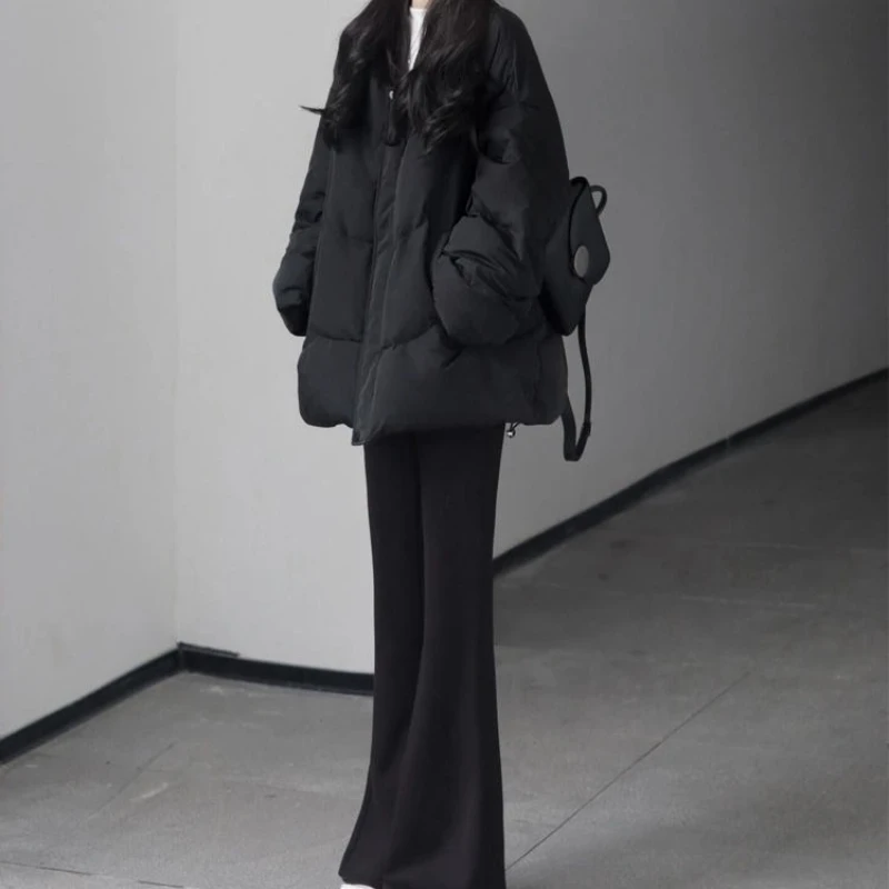 Black Loose Cotton-padded Jacket Women's Autumn and Winter Fashion Warm Cotton-padded Clothes Korean Short Coat