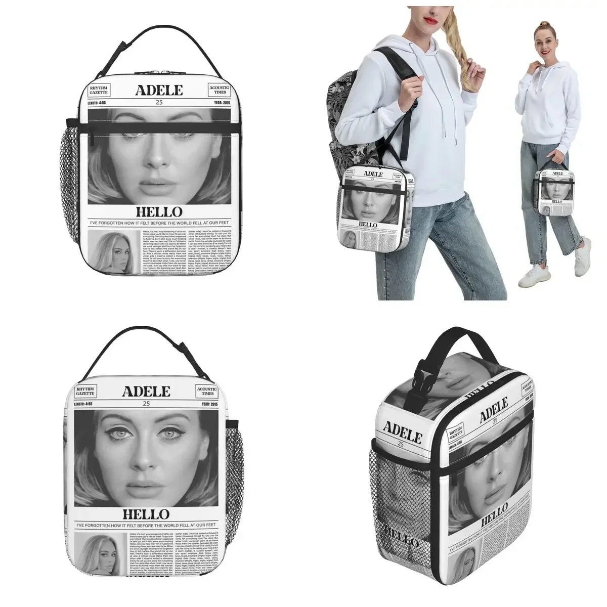 Adele Music Artists Thermal Insulated Lunch Bags for Office 2024 Album Tour Portable Food Bag Men Women Cooler Thermal Lunch Box