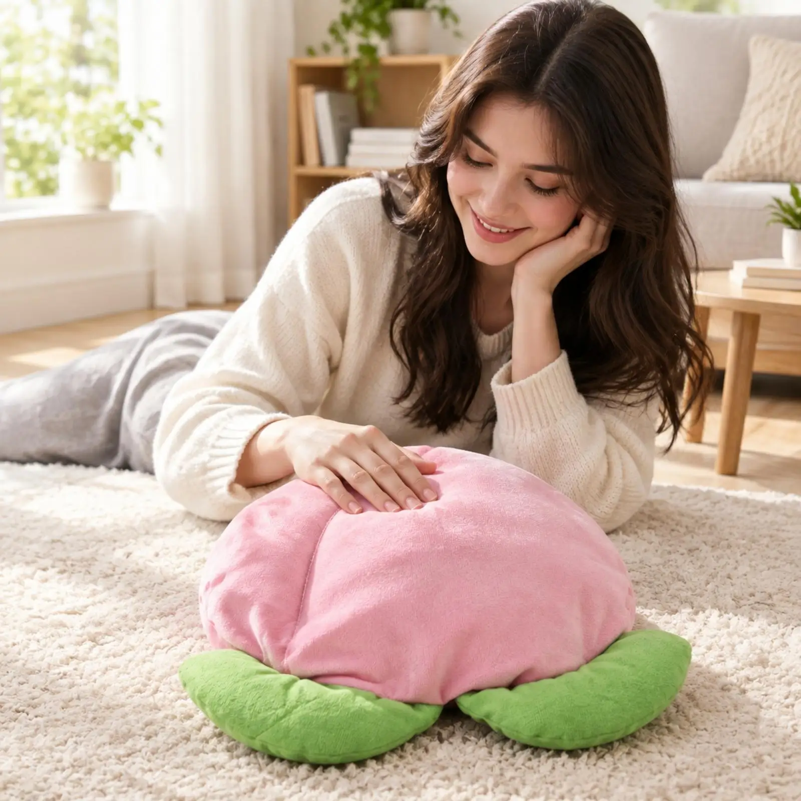 Pink Peach Pet Mat for Small Animal Habitat Soft Cloth Cushion with Padded Segments for Restful Napping