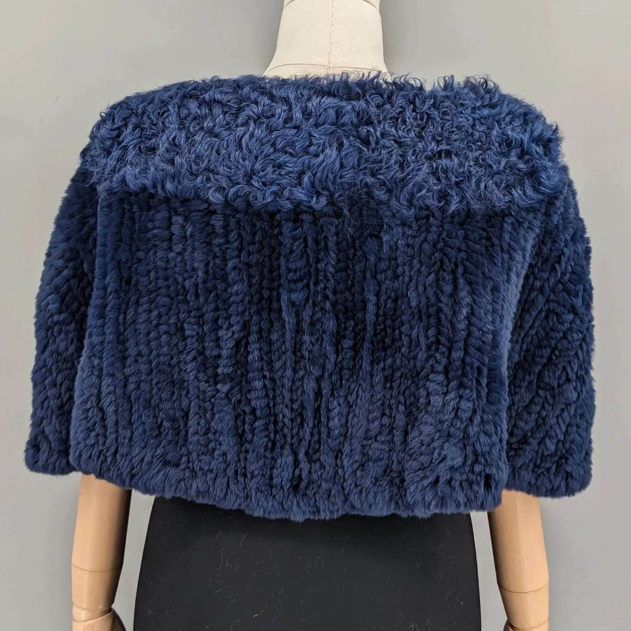 Women Real Knit Rex Rabbit Fur Cape With Real Lamb Fur for Evening Dress Shawls Wraps Shrug  Cape 250491