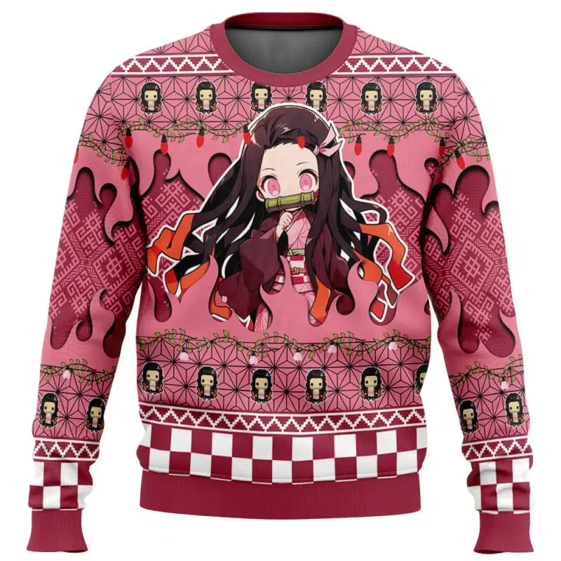 

Demons Slayers Christmas Ugly Sweater Cartoon 3D Sweatshirt Tops Autumn and Winter Cosplay Santa Claus Pullover Sweaters Gift