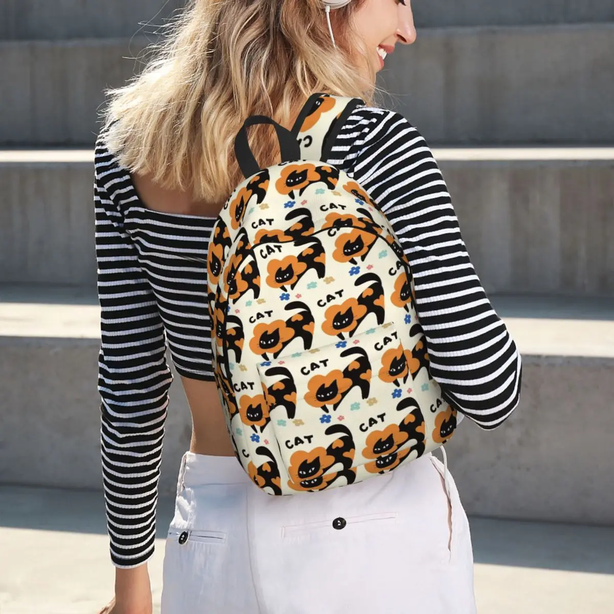 Cute Black Cat 8 Backpack Hot Sale Daypack Large Capacity Boys Girls BookBag School Bag Shoulder Bags for Men Women