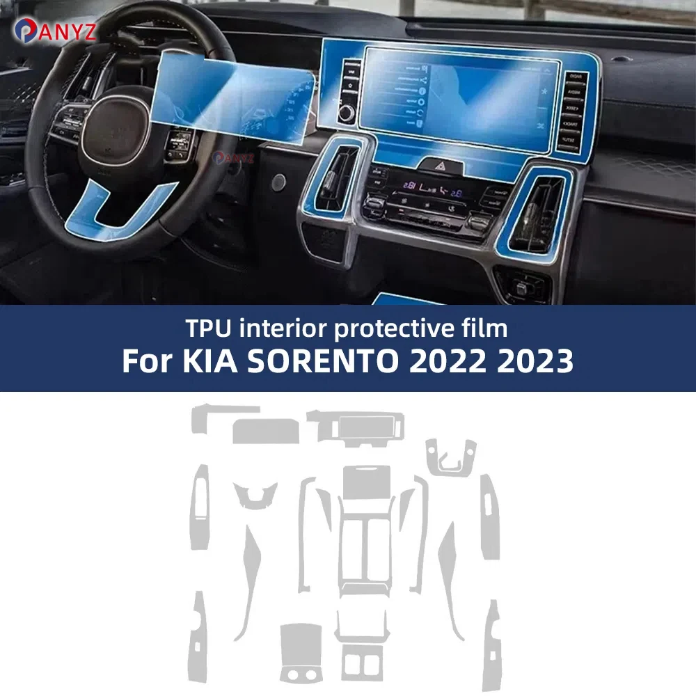 

For Kia Sorento 2022 2023 Anti-scratch Car Interior Navigation Door Center Console Dashboard TPU Protector Film Accessories