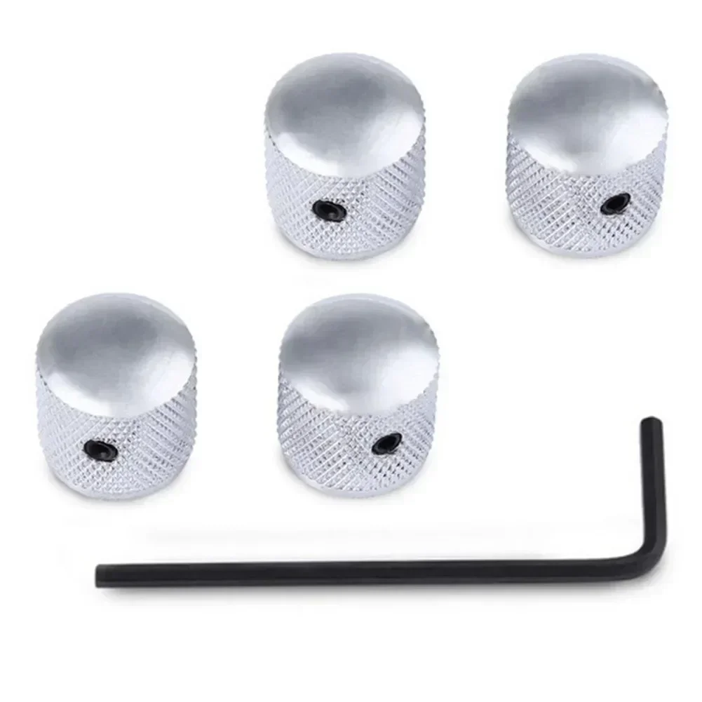 4 X Black Knob===Professional==Guitar Accessories===For Bass/Telecaster===Guitars Domed Knurled Volume Tone Knob