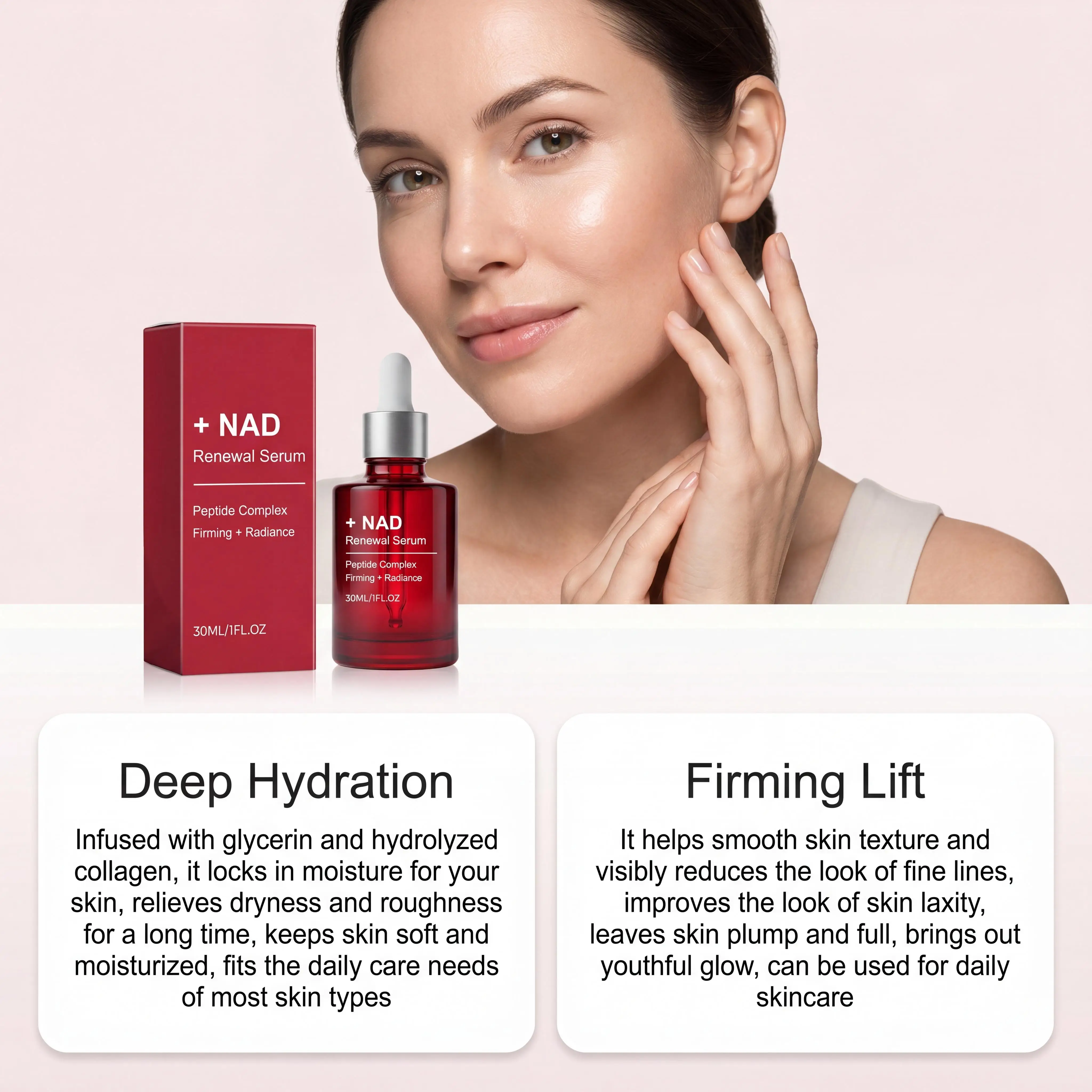 NAD+ Straffendes Serum Kollagen Kupferpeptide Gesichtsserum Anti-Aging Erhöht die Elastizität Strafft die Poren Für ein jugendlich aussehendes Hautbild – Detail 7