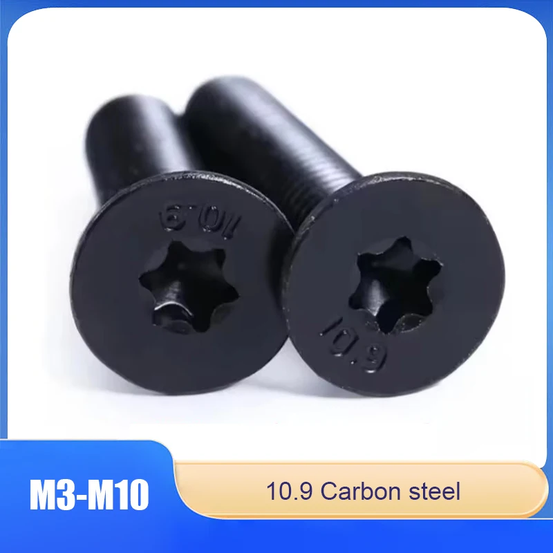 

Black Grade 10.9 Alloy Steel Torx Screws - M3 M4 M5 M6 M8 M10 Flat Countersunk Head, Six-Lobe Bolts