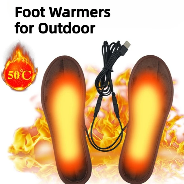 

USB Rechargeable Heated Insoles for Winter Customizable Electric Shoe Inserts Size 35-46 Foot Warmers for Outdoor Skiing