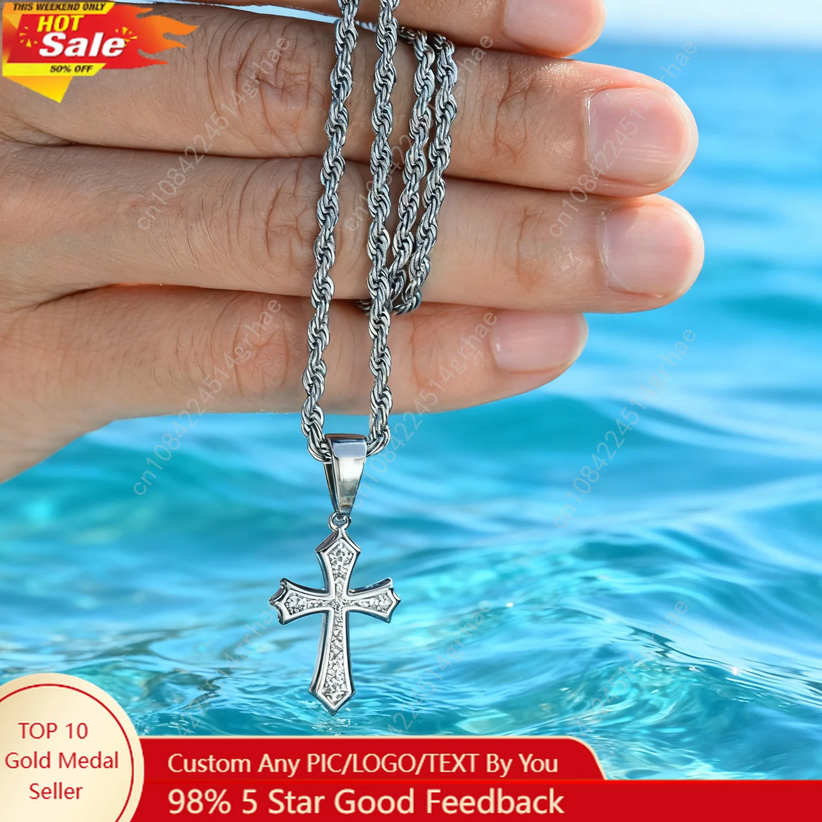 

Hip Hop Cross Necklace for Men Women,50/55/60cm Stainless Steel Chic Cross Pendant,Christian Classic Jewelry Gifts