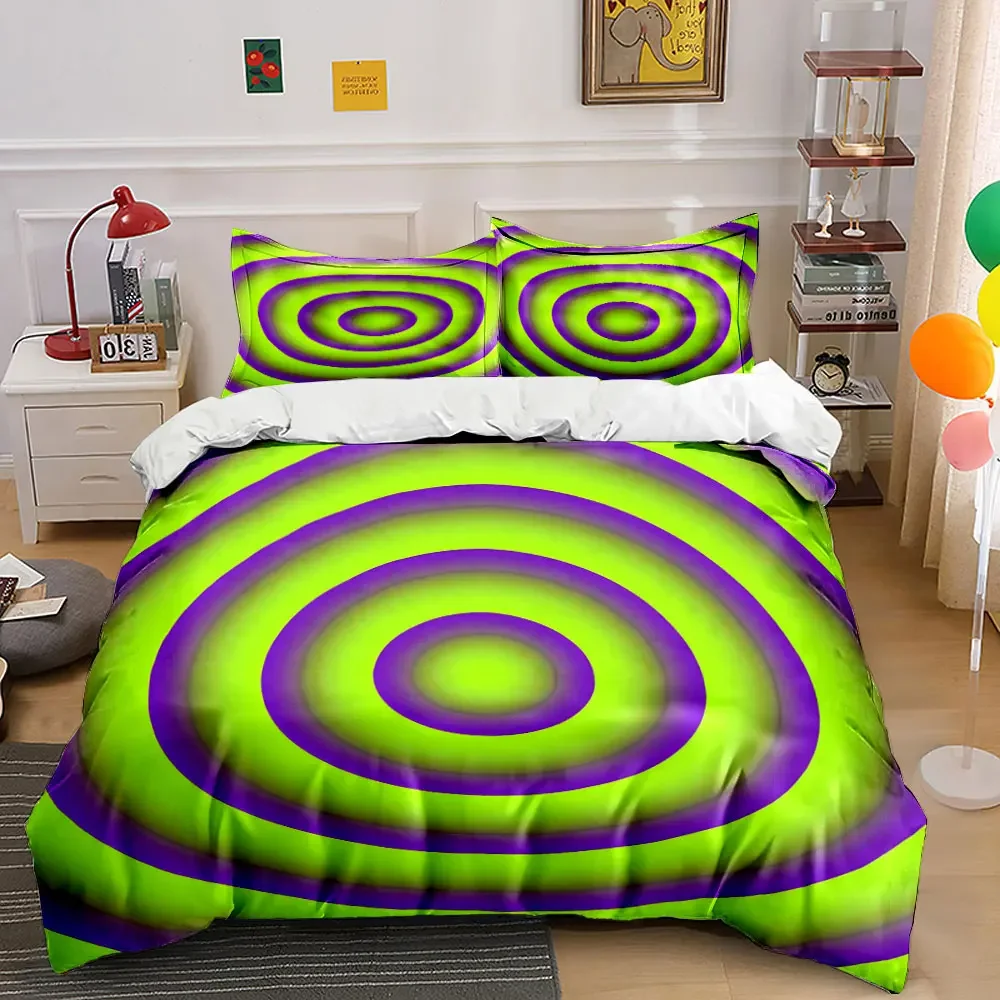 Vibrant Green Purple Decorative Set Soft Comfortable Duvet Cover Bedding Set Included 1*Duvet Cover & 2*Pillowcases, gift